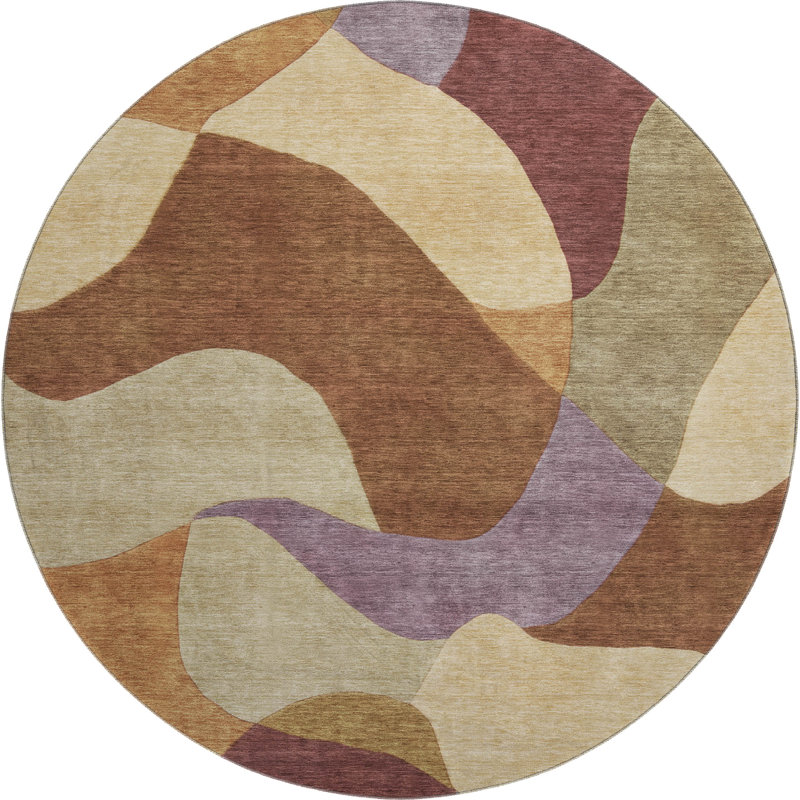 Premium Machine Washable Mayfield AMF2141 abstract Rug, Paprika, 8' Round