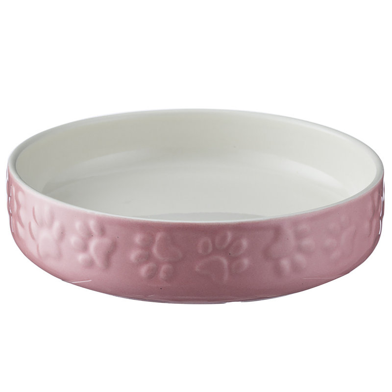Mason Cash: soucoupe pour animal de compagnie à empreintes de pattes - rose - 5,2 po, 6,8 oz - nourriture pour chat-eau, grès céramique, va au micro-ondes et au lave-vaisselle, repas-hydratation