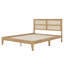 Structure de lit en rotin avec tête de lit en rotin, base en bois massif, aucun sommier nécessaire