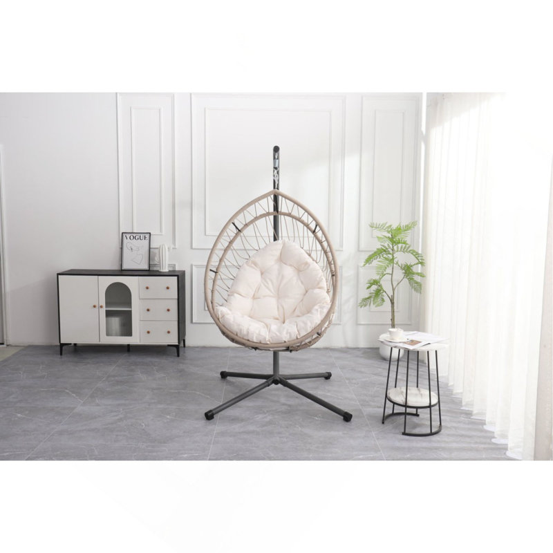 Fauteuil suspendu d'extérieur en forme d'œuf avec support, balancelle de patio en forme d'œuf, chaise berçante d'intérieur, hamac d'extérieur en forme d'œuf