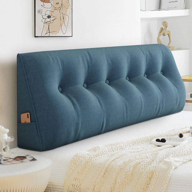 Coussin à tête de lit triangulaire haute résilience Cashmere, Bleu, 19 po x 59 po