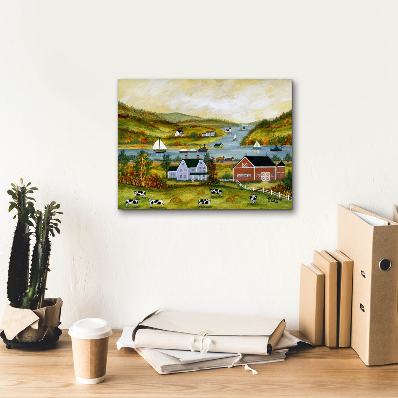 Toile épique Graffiti «Hudson River In Autumn» par JL Munro, 16 po x 12 po