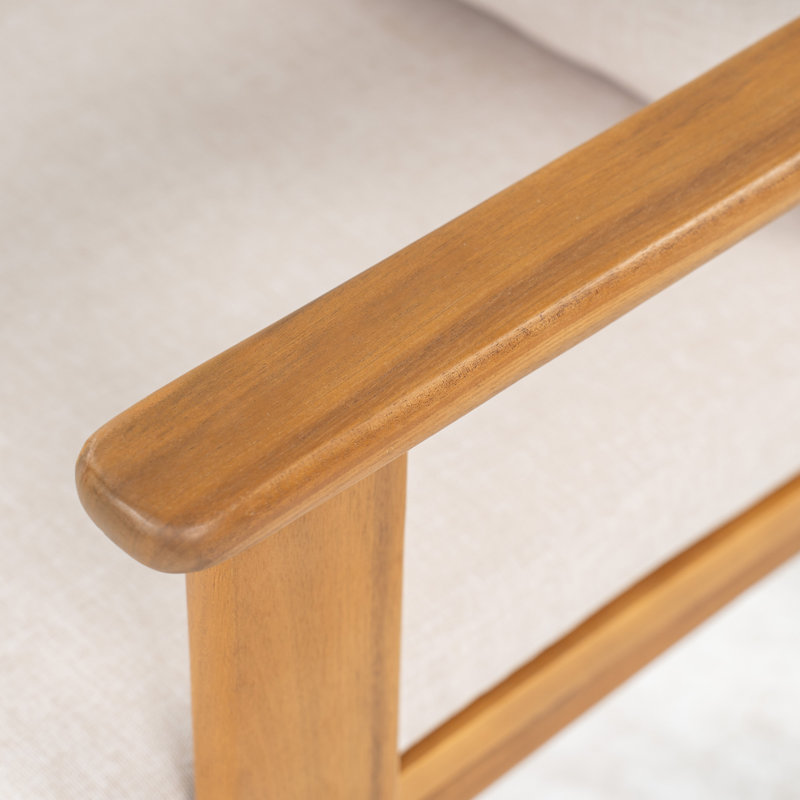 Chaises de patio modernes, structure en teck de bois d'acacia, coussins beiges pour la salle à manger