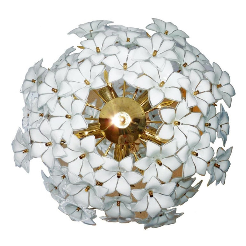 Lustre en verre de Murano, Transparent, 17" Diameter x 29" Height, Bronze