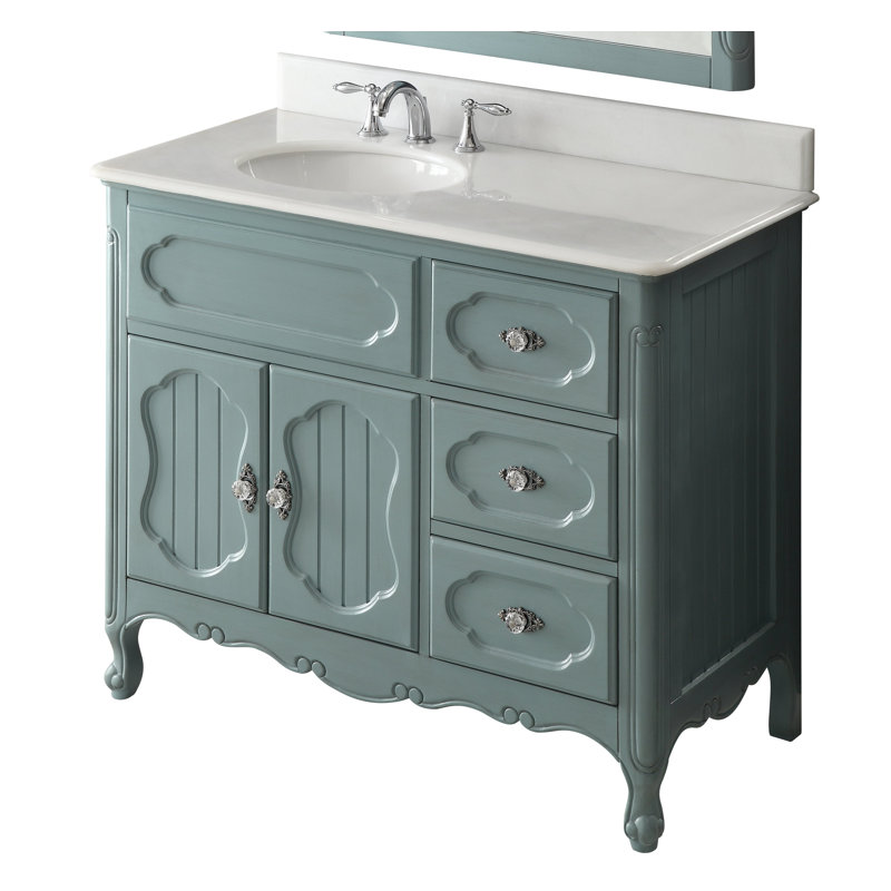 Meuble-lavabo simple 42 po Worton, Bleu