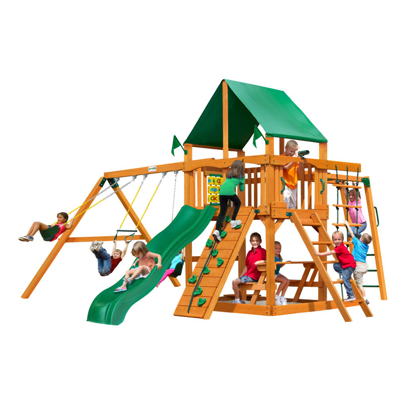 Navigator Swing Set - Professional Installation Available, Classic Green Vinyl Canopy, No