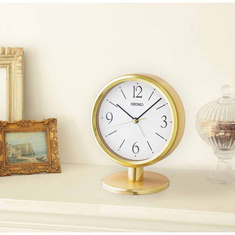 QHE186GLH Desk & Table Clock, Golden, Gold