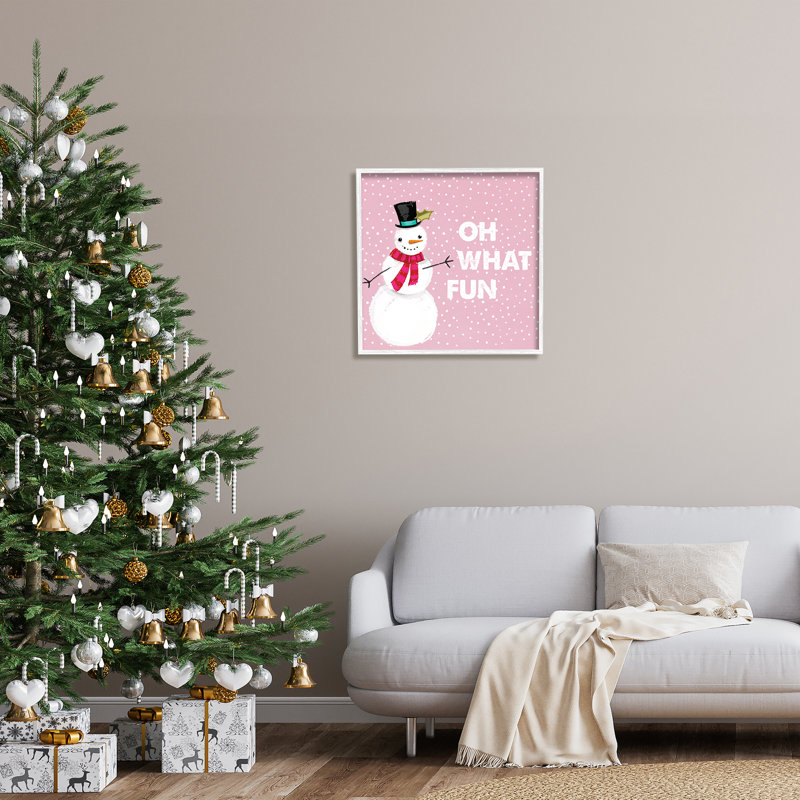 «Oh What Fun Snowman» par Lula Bijoux & Co., H 24 po x l 24 po x P 1,5 po, Giclée encadrée blanc bord de mer