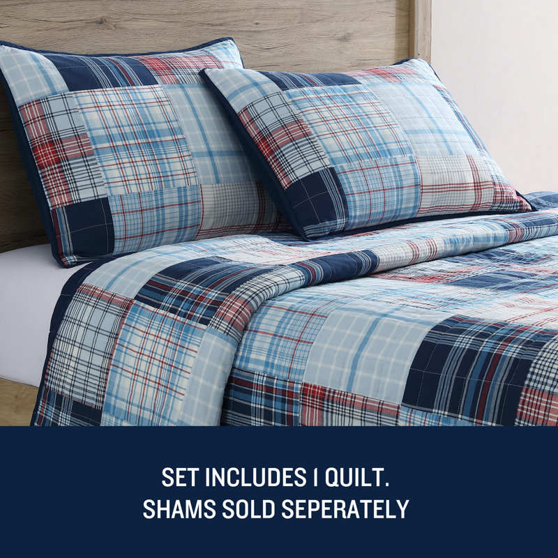 Nautica Stony Point Blue Cotton Reversible Quilt, Twin Quilt