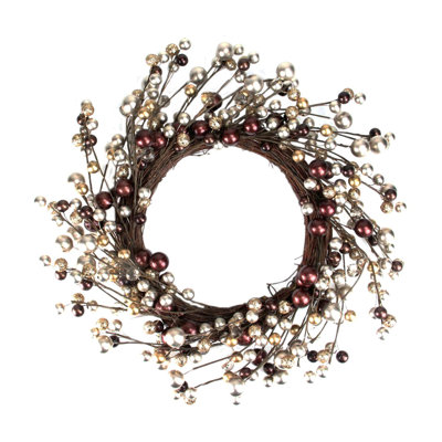 Couronne de brindilles bourgogne et argentée 20 po