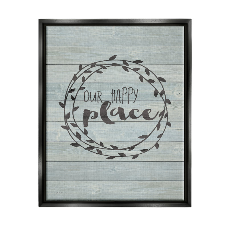"Our Happy Place Plank", impression sur toile par Jo Moulton, H 21 po x l 17 po x P 1,7 po, Cadre flottant noir de jais