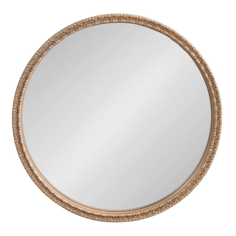 Round Ornate Bathroom Mirror, Natural