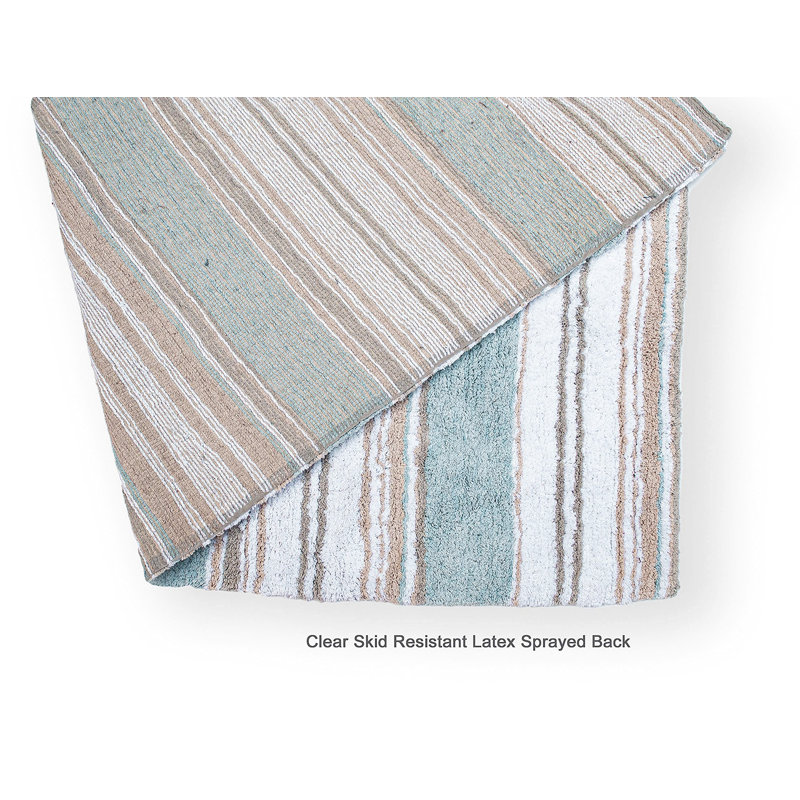 Lermitage Bath Rug, 21"W x 34"L, Blue/Beige/White