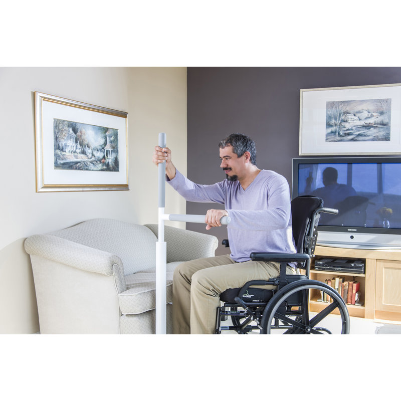 HEALTHCRAFT Advantage Rail Bariatric Portable : Floor Mounted & Removable Support Pole , No / Yes