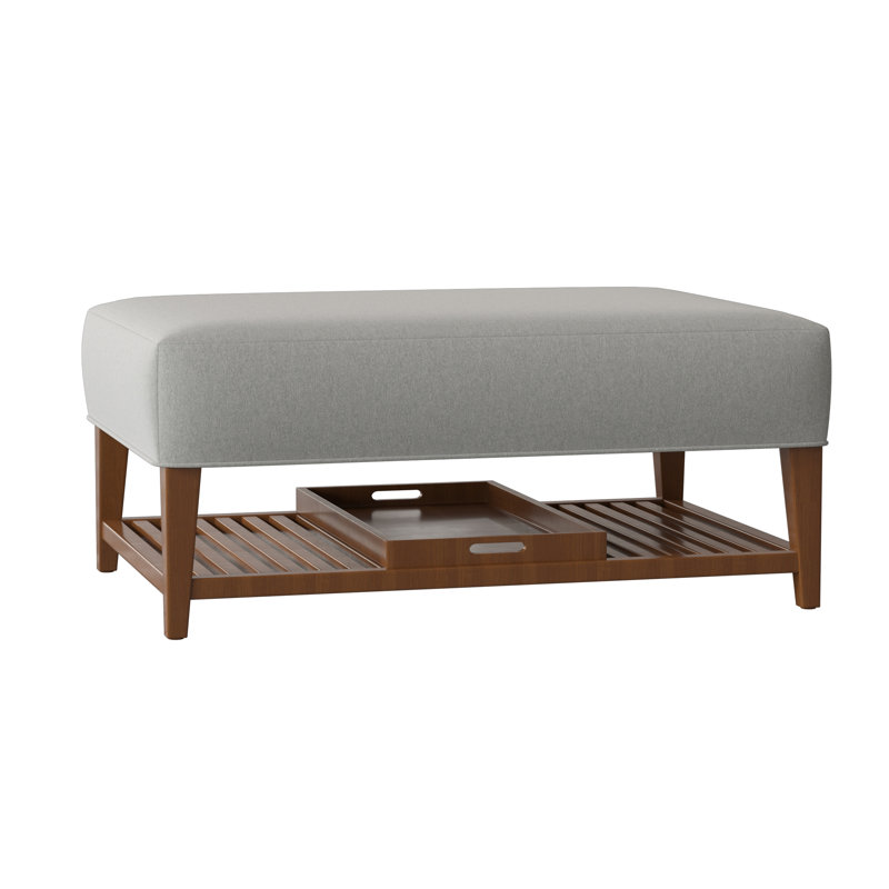 Carly Upholstered Ottoman, Pecan, Popstitch 21 Dove