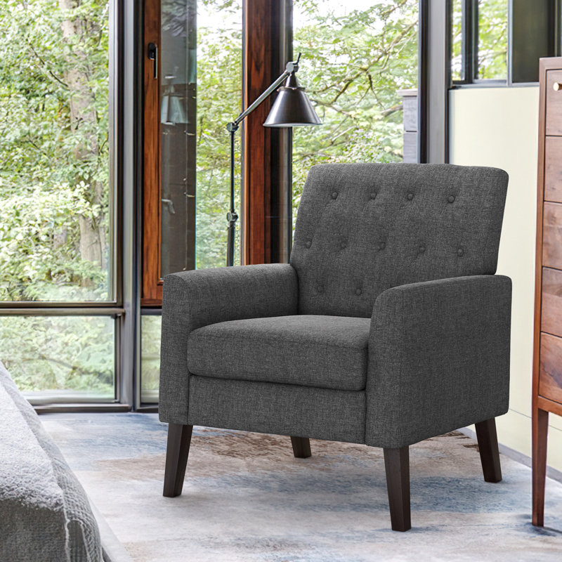 Upholstered Armchair, Gray Linen