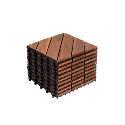 Carreaux de terrasse extérieurs, plancher rustique 12 x 12 en bois d'acacia 10 pièces pour patio