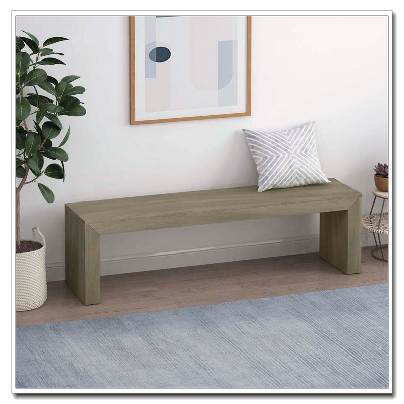 Banc de salle à manger en bois, Gris + taupe1, 63 pouces