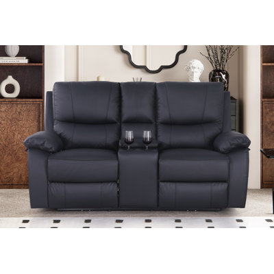 Ahnaleigh 71.65'' Genuine Leather Pillow Top Arm Reclining Loveseat