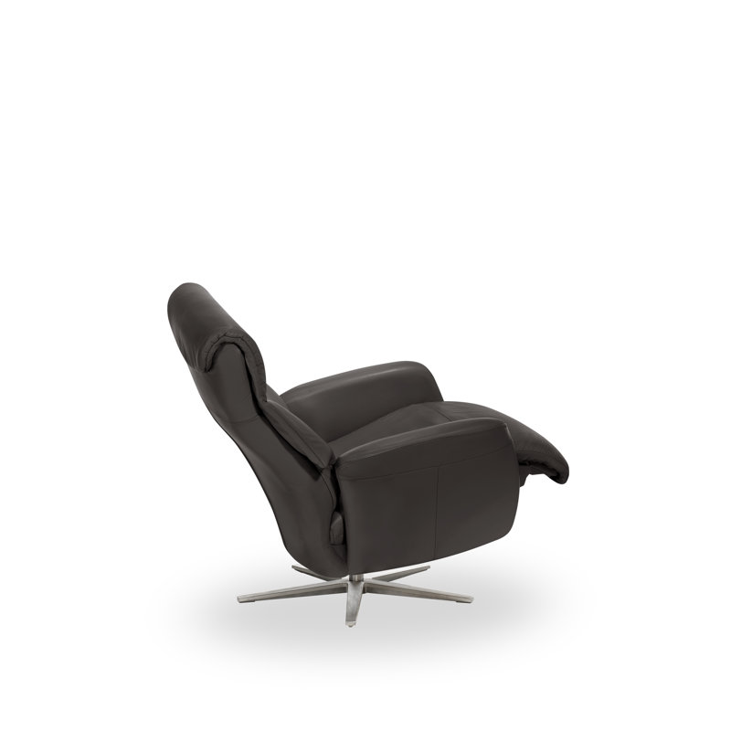 Mcclinton 74cm Wide Swivel, Anthracite-Dark Grey, Genuine Leather