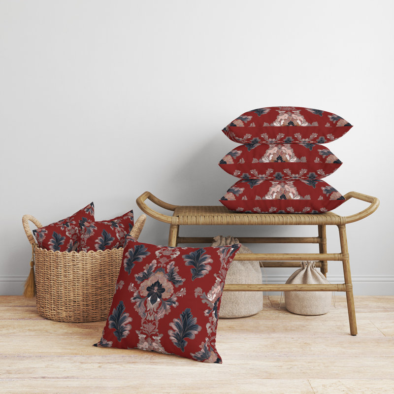 Toucher intérieur/extérieur traditionnel 26x26, Carré 26 po, Rouge / bourgogne