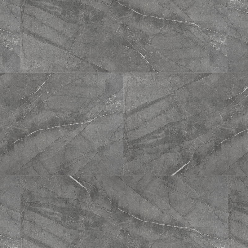 24 po x 12 po X P 24 po Plancher de vinyle imperméable L Click Lock Luxury Spc, marbre gris foncé, Marbre gris foncé