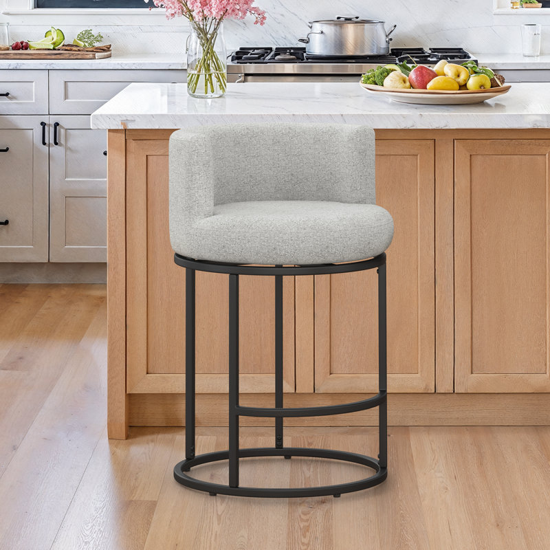 Tabouret de comptoir pivotant en similicuir 34,6 po H avec structure en métal, Gris clair