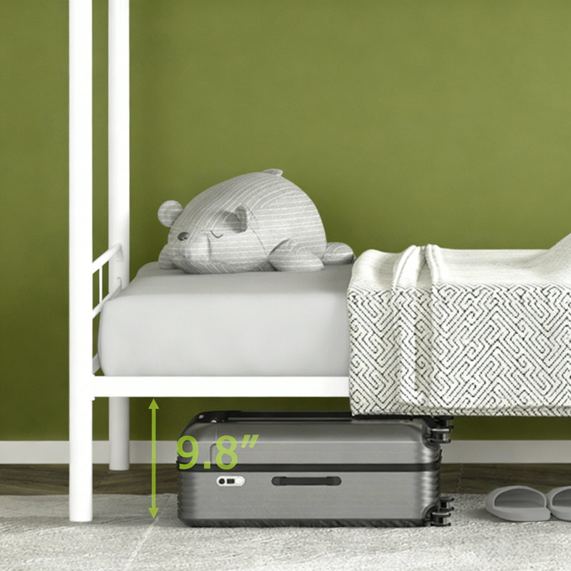Bunk Bed with Built-in Ladder Included, White