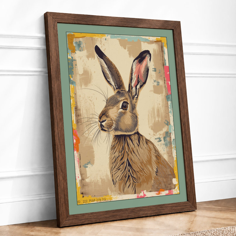 Framed Hare Eclectic - Framed Print, Walnut, A1 - 84.1 x 59.4 cm