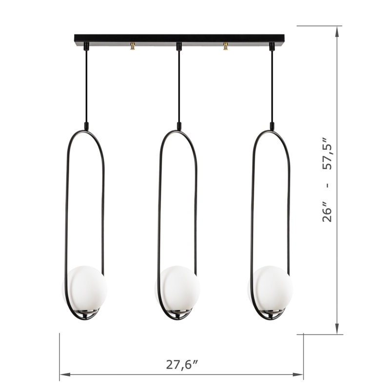 Luminaire suspendu pour îlot de cuisine 3 lumières Gallion