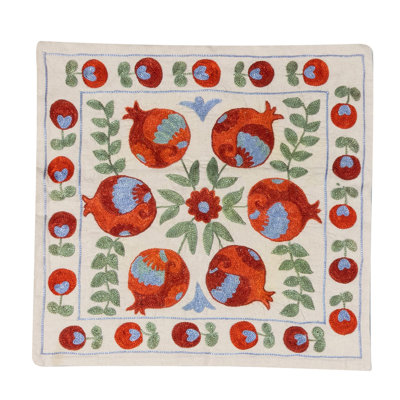 Coussin décoratif en soie brodée. Housse de coussin faite à la main. Taie d'oreiller traditionnelle. Coussin en dentelle. 17 x 18 po
