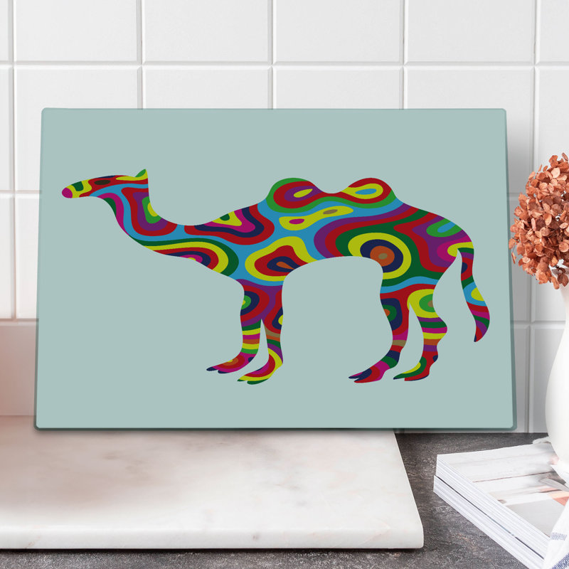 Ambesonne Trippy Cutting Board Large Abstract Camel Multicolor