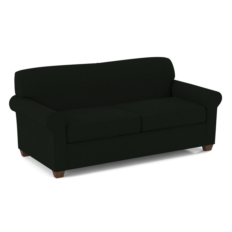 Finn Rolled Arm Sofa with Reversible Cushions, Montana Walnut, Dorset Black, 34" H x 75" W x 36" D