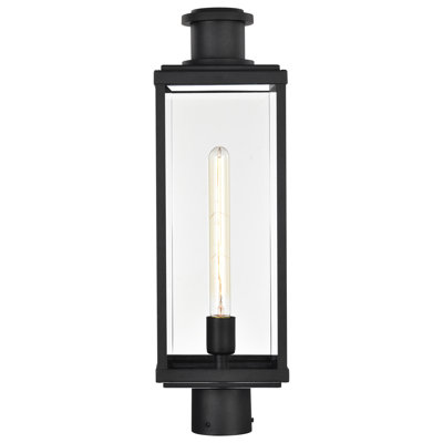 Luca - Outdoor Post Lantern - Sand Black Finish - Clear Beveled Glass