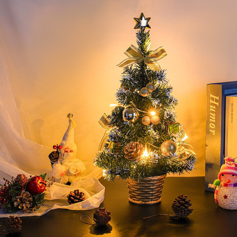 Arbre de Noël doré 17,7 po H, Jaune