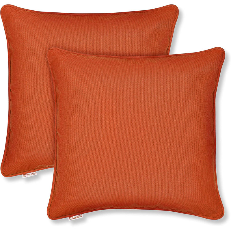 Sunbrella Corded-Edge Pillow Cover, Cayenne, Polyester, Square 20"