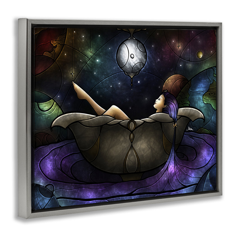 Cadre de bain flottant au clair de lune, design par Mandie Manzano, H 17 po x l 21 po, Cadre flottant gris lustré