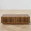 Table basse rectangulaire, 4 compartiments de rangement cachés, placage d'acacia, panneaux de lattes en pin, salon Mid-Century moderne, salon