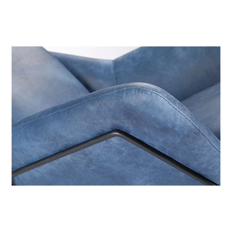 Greer Armchair, Blue Genuine Leather