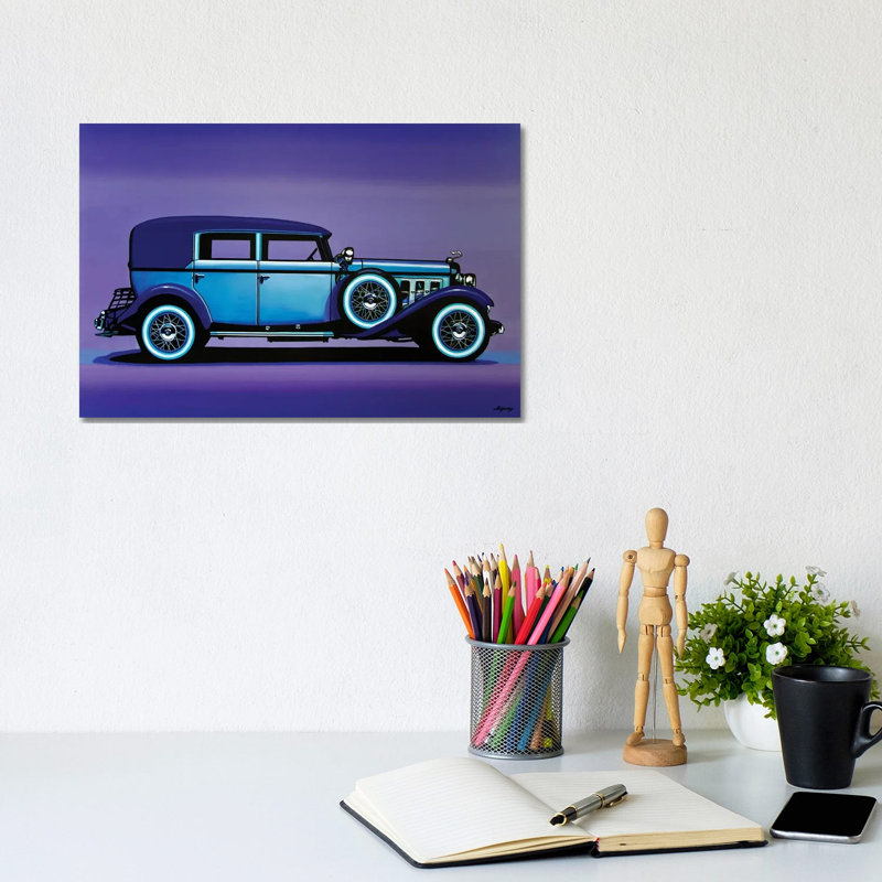 Cadillac V16 1930 by Paul Meijering - Painting on Canvas, 66.04 cm H x 45.72 cm W x 1.91 cm D, Wrapped Canvas