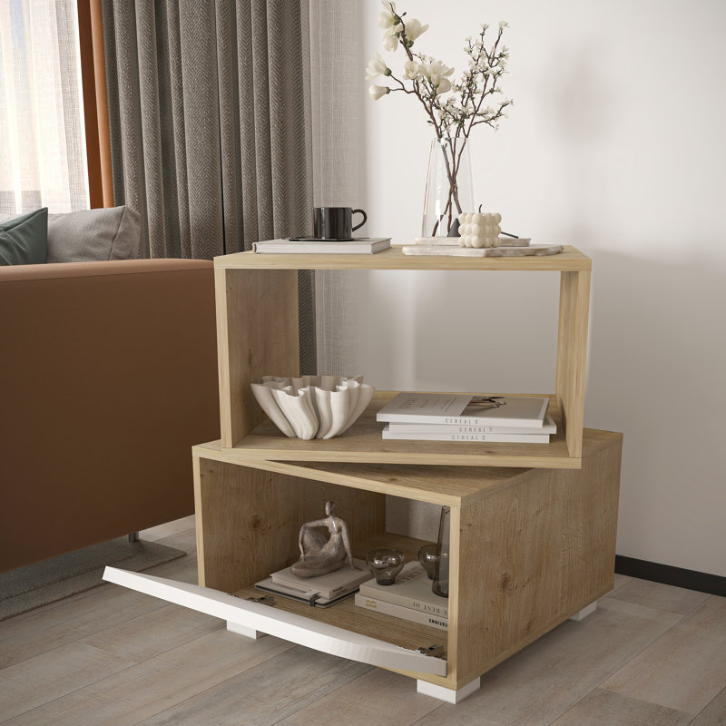 End Table, Oak Body / White Door