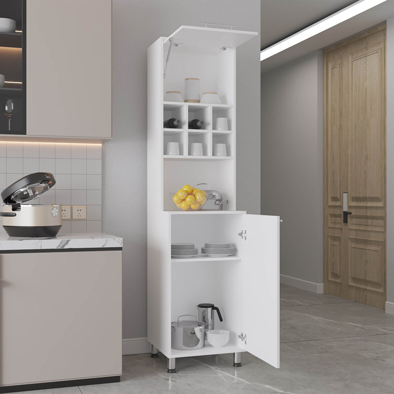 Attica 80" High Double Cabinet Kitchen Pantry , Storage Cabinet, Six spice Cubbies and Four Shelves for Kitchen, Garage White