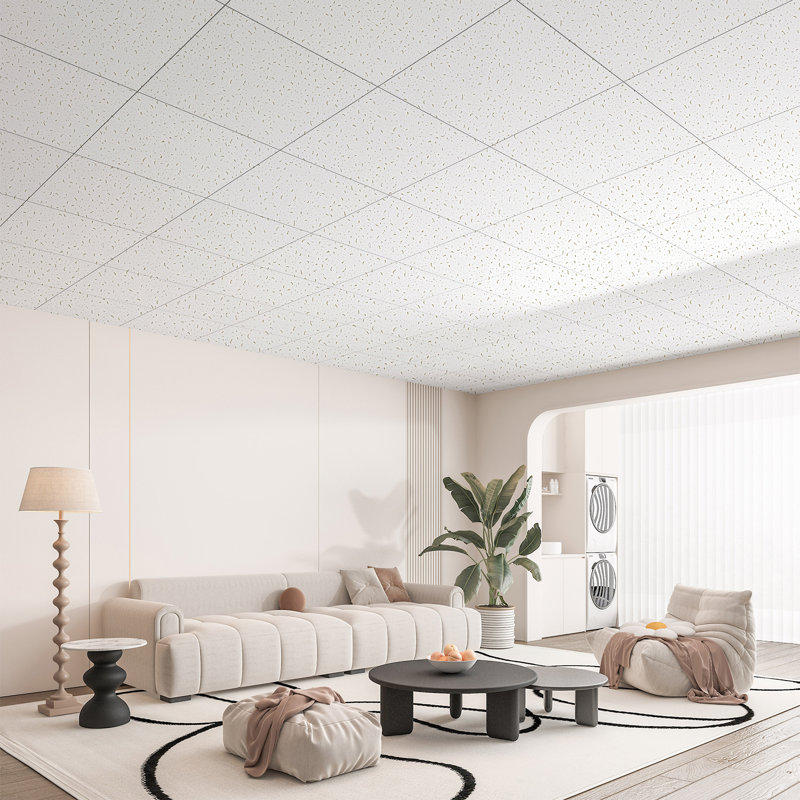 12Pcs 2 ft. x 2 ft. PVC Drop Ceiling Tile,Smooth Square Wall Paneling (48 Sq.ft.)