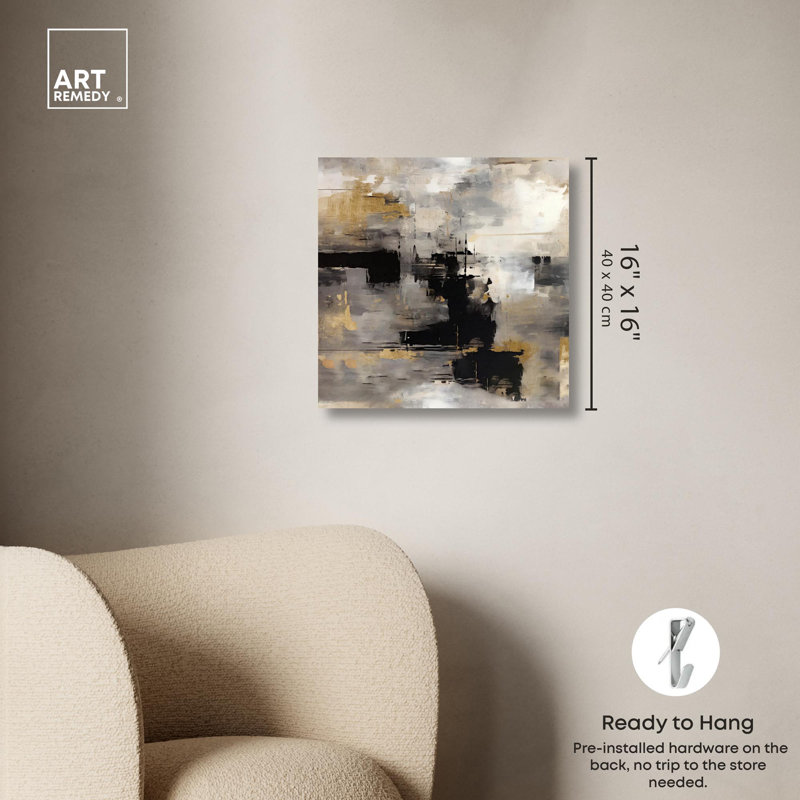 Art industriel abstrait sur toile, art industriel, Toile tendue, H 16 po x l 16 po