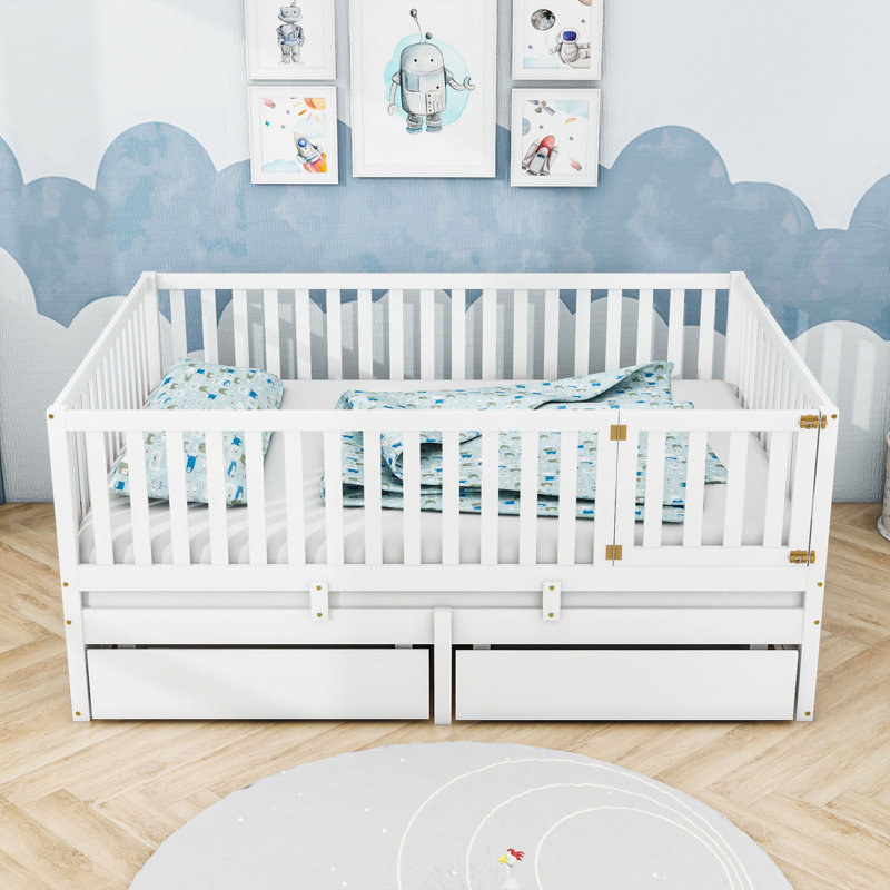 Lit plateforme avec rangement Yisroel, Blanc, Simple