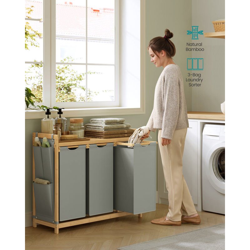 Fabric Laundry Sorter with Handles, Dove Grey