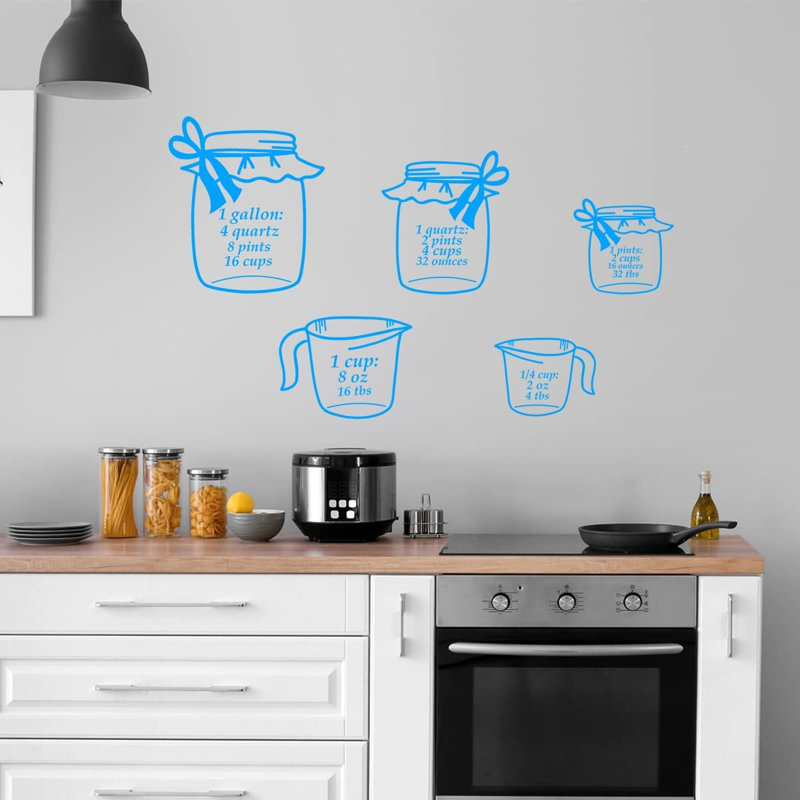Adhésif décoratif tasses à mesurer, H 23 po x l 23 po, Bleu ciel