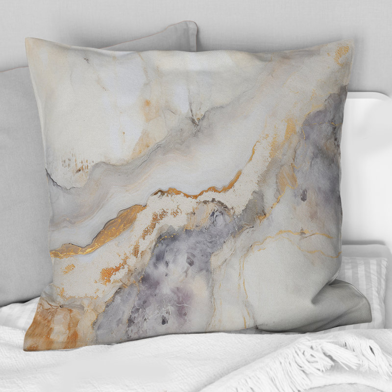 Coussin décoratif beige et doré Stone Geode