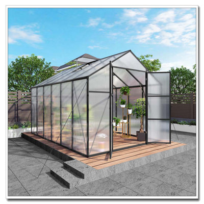 Serre en polycarbonate surélevée de 8 pi x 12 pi Newly Design Greenhouse