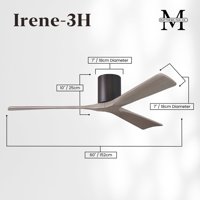 Irene Ceiling Fan, Textured Bronze, Gray Ash Tone, 60"
